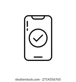 Telefone Celular Exibindo uma Marca de Seleção que Designa Aprovação e Conclusão de Tarefas com Êxito