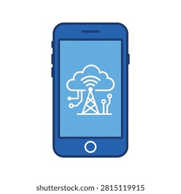 Mobile phone displaying cloud technology symbol