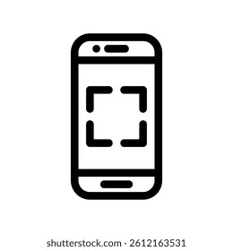 Mobile Phone Displaying Crop or Scan Area Line Art Vector Design