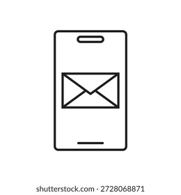 Mobile phone displaying an envelope icon for incoming mail