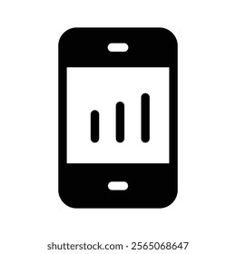 Mobile phone displaying a graph symbolizing mobile data or analysis