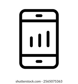 Mobile phone displaying a graph symbolizing mobile data or analysis