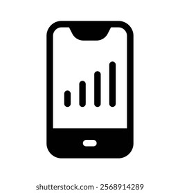 Mobile phone displaying a graph symbolizing mobile data or analysis