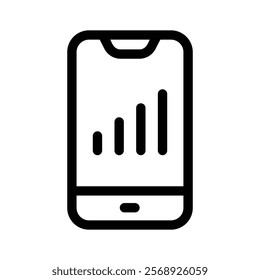 Mobile phone displaying a graph symbolizing mobile data or analysis