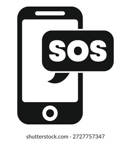 Mobile phone displaying an sos text message, symbolizing emergency help or distress alert