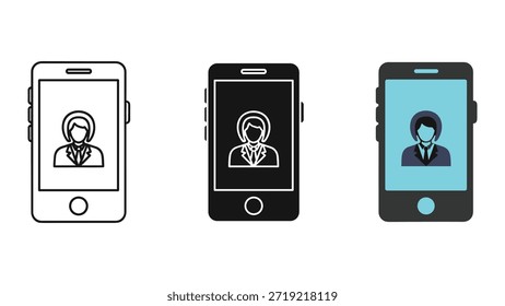 Mobile phone displaying user profile illustration