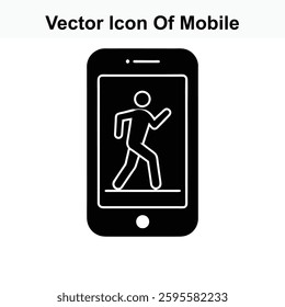 Mobile Phone Displaying Walking Person Vector Icon Illustration Graphic Design