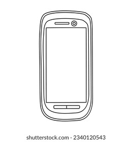 Icono de doodle de teléfono móvil. Ilustración vectorial de tecnología retro de teléfono celular