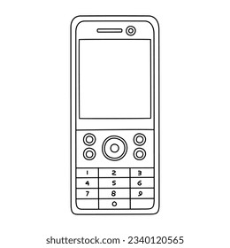Mobile phone doodle icon. Cellular phone retro technology vector illustration