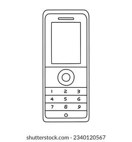 Mobile phone doodle icon. Cellular phone retro technology vector illustration
