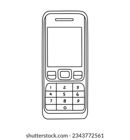 Mobile phone doodle icon. Cellular phone retro technology vector illustration