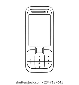 Mobile phone doodle icon. Cellular phone retro technology vector illustration