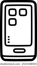Mobile phone doodle vector icon and illustration