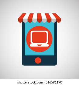 mobile phone e-commerce and laptop vector illustration eps 10