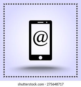 Mobile phone with Email sign icon, vector illustration. Flat design style