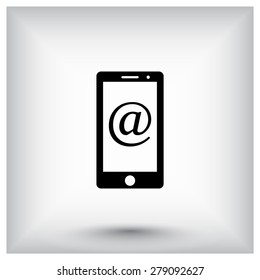 Mobile phone with Email  sign icon, vector illustration. Flat design style