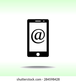 Mobile phone with Email
 sign icon, vector illustration. Flat design style