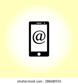 Mobile phone with Email
 sign icon, vector illustration. Flat design style