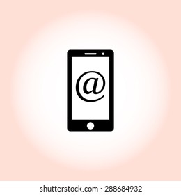 Mobile phone with Email  sign icon, vector illustration. Flat design style