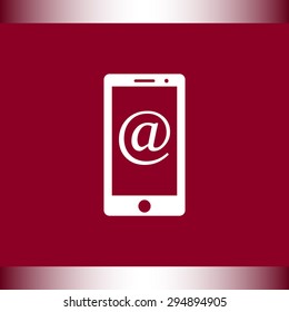 Mobile phone with Email  sign icon, vector illustration. Flat design style