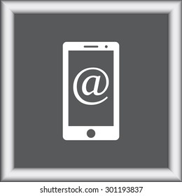 Mobile phone with Email
 sign icon, vector illustration. Flat design style