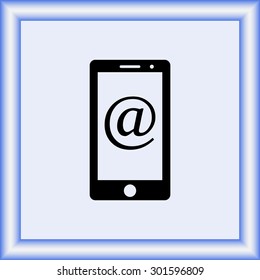 Mobile phone with Email
 sign icon, vector illustration. Flat design style