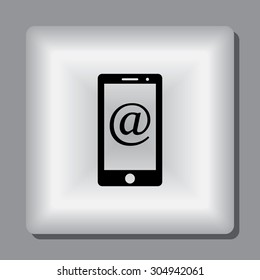 Mobile phone with Email  sign icon, vector illustration. Flat design style