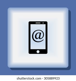 Mobile phone with Email  sign icon, vector illustration. Flat design style