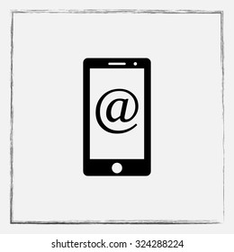 Mobile phone with Email sign icon, vector illustration. Flat design style