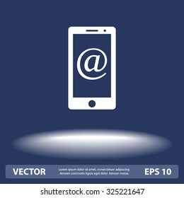 Mobile phone with Email  sign icon, vector illustration. Flat design style