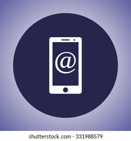 Mobile phone with Email
 sign icon, vector illustration. Flat design style