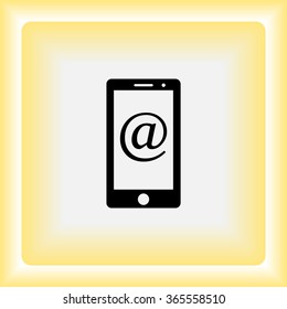 Mobile phone with Email
 sign icon, vector illustration. Flat design style