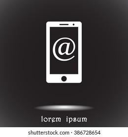 Mobile phone with Email
 sign icon, vector illustration. Flat design style