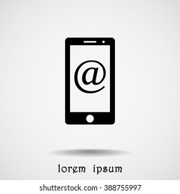 Mobile phone with Email sign icon, vector illustration. Flat design style