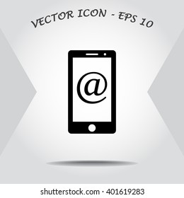 Mobile phone with Email
 sign icon, vector illustration. Flat design style