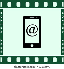 Mobile phone with Email
 sign icon, vector illustration. Flat design style