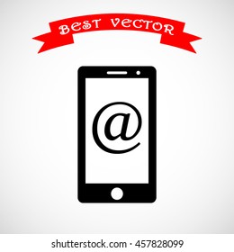 Mobile phone with Email sign icon, vector illustration. Flat design style