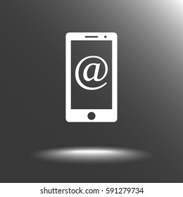 Mobile phone with Email sign icon, vector illustration. Flat design style