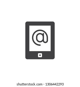 Mobile phone with Email vector icon. filled flat sign for mobile concept and web design. Smartphone mail simple solid icon. Symbol, logo illustration. Pixel perfect vector graphics