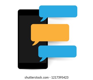 Mobile Phone With Empty Message Bubble Icons For Your Text. Vector Graphic.