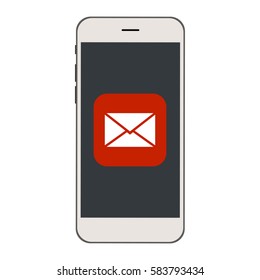 Mobile phone with Envelope, mail icon on the screen.