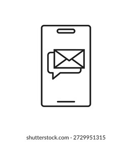 Mobile phone with envelope mail symbol on screen