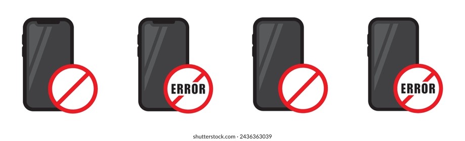 Mobile phone error icon, Phone blocked icon, vector illustration