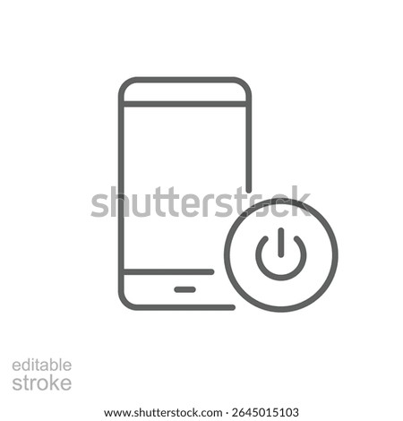 Mobile Phone with External Power Button Icon Vector, Minimal Line Design for Digital Detox, Screen Off, Tech Shutdown, App Timeout, Editable Stroke Isolated Icon