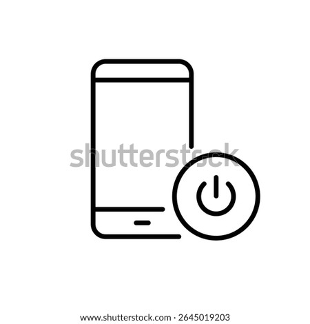 Mobile Phone with External Power Button Icon Vector, Minimal Line Design for Digital Detox, Screen Off, Tech Shutdown, App Timeout, Isolated Icon