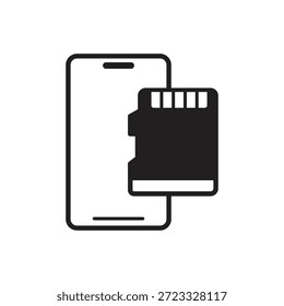 Icono negro sólido de la memoria de almacenamiento externa del teléfono móvil