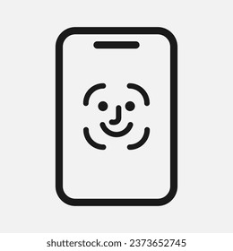 mobile phone face recognition id vector icon
