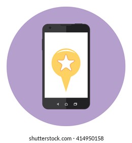 Mobile Phone With Favorite Mark On The Screen