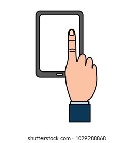 mobile phone with finger touching screen