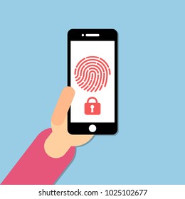 Mobile phone with Fingerprint Scanner icon. Access closed.